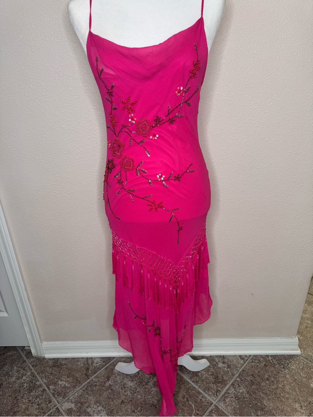 Cache pink fairy silk asymmetric vintage dress size 6 - Picture 3 of 16